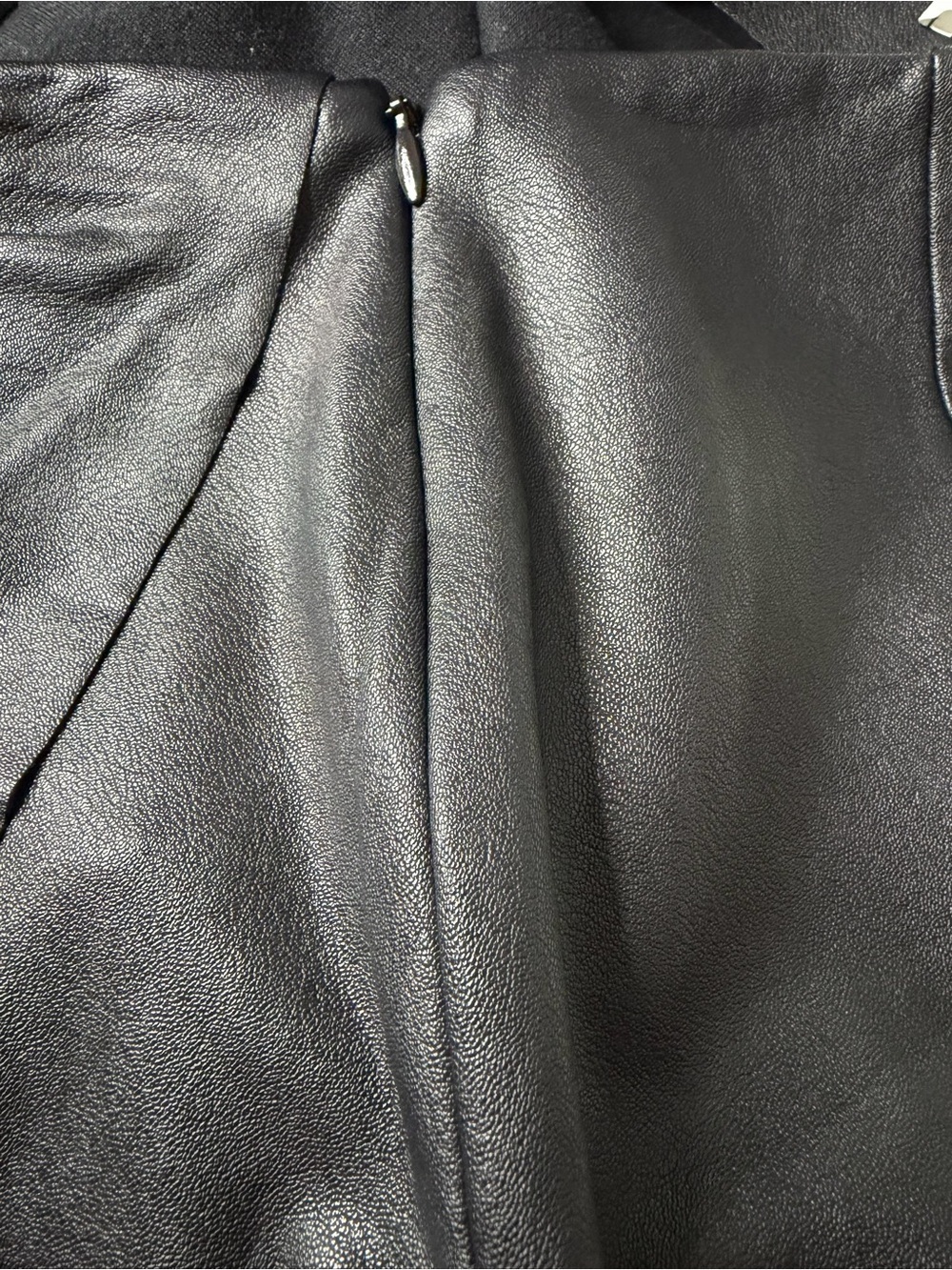 Amanda Uprichard Faux Leather Ruffle Mini Skirt P Black Preppy  Minimalist - Picture 9 of 10